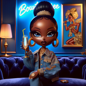 Create an image of a chibi-inspired Jamaican goddess with an exa...