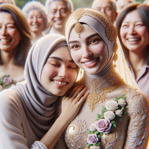 Indian pakistani girl named Anush with Hijab marrying mexican girl named Wendy in mid 20’s surrounded my their family happy to see them married