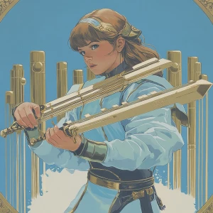 A girl with a xylophone sword --sref 6