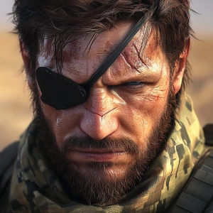 Create a selfie for video game character Big Boss from Metal Gea...