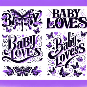 Create a collection of designs featuring the phrase "baby loves"...