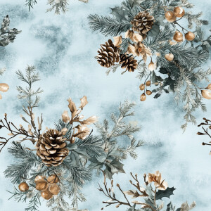 Design a seamless, tileable pattern with christmas elements in a...