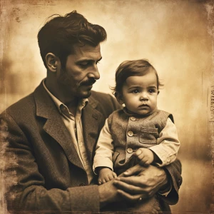 A father and his young child