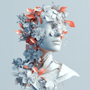 Create a 3D image in ultra-high resolution that artistically sym...