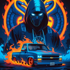 create an image depicts a striking and vibrant digital art style...