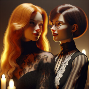 Photorealistic image high resolution. Ligh long hair ginger fema...