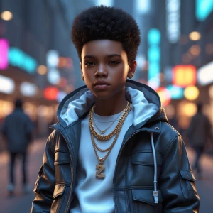 Design an image of a fashionable African American teenager dress...