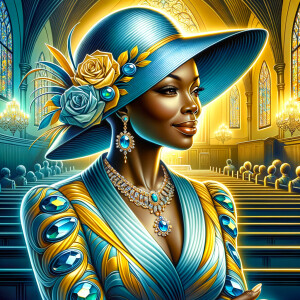A spiritually enriching illustration portrays an African America...