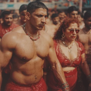 hyperrealism photo painting,a muscular beefy criminal kashmiri m...