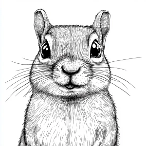 A cute chipmunk facing forward with expressive eyes, full body,...