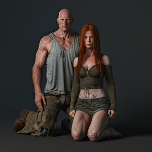 A photorealistic high resolution image. Light ginger haired fema...