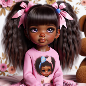Refine the 3D realistic image of a four-year-old African-America...
