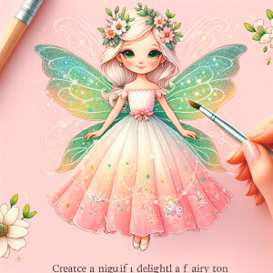 Create a cute  version of Tinker Bell with a whimsical and magic...