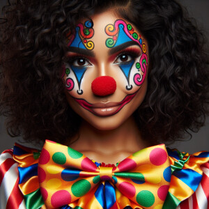 Latina wearing clown makeup