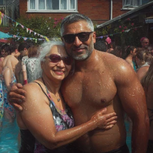 Hyperrealism photo painting,a muscular beefy kashmiri man standi...