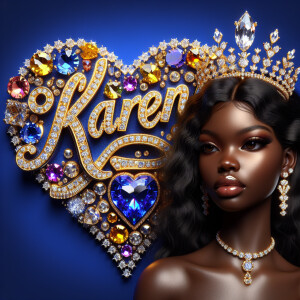 VCraft a 3-D image showcasing the name 'KAREN' in a luxurious go...