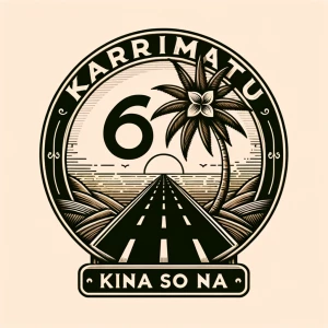 Design this name Karimatu in a road symbol, beside of the road t...