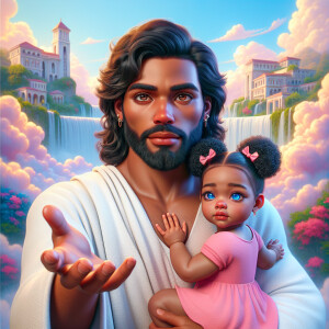 Create a 3D realistic artwork featuring the phrase 'Jesus Saves'...
