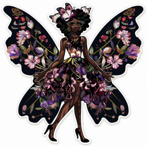 Mystical melanated Nightshade Fairy: A fairy with wings patterne...