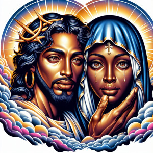 Ensure that the image distinctly represents both Jesus Christ an...