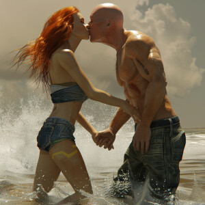 A photorealistic high resolution image. Light ginger haired fema...