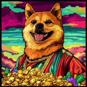 MEME DOGE in GTA art style — DOGE digging gold — in the style of...