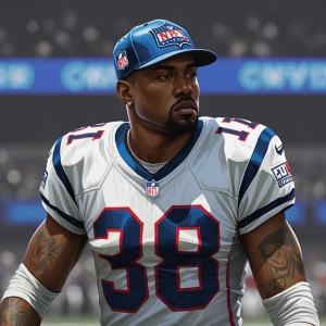 Kanye West  NFL player, picture in action, in GTA art style