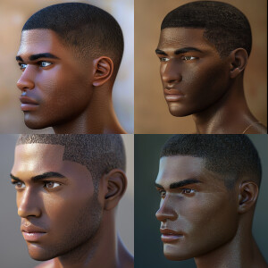 Close up photo of a 3D image of a Handsome LIGHT SKIN African Am...