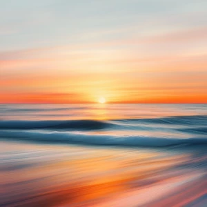 Stunning sunset over an ocean horizon, with orange and pink hues...