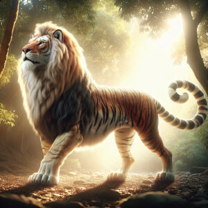 Lion combin with a tiger