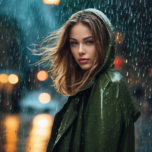 A girl in the rain