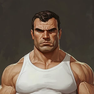 generate Muscular man with a big chin in GTA style