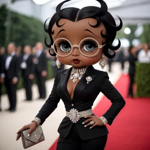 Design an image of Betty Boop reenvisioned with a dark chocolate...