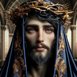 A hyper-realistic image of an African-American Jesus Christ, ser...