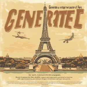 "Generate a vintage travel poster of Paris featuring the Eiffel...