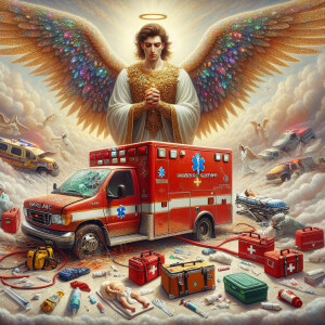 Create a realistic 3D oil painting depicting a scene of emergenc...