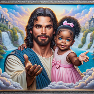 Create a 3D realistic artwork featuring the phrase 'Jesus Saves'...