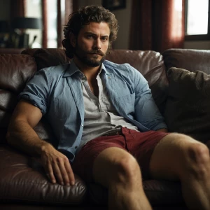 He was on the couch with his manhoogrowinbetwenhiss legs groomed...