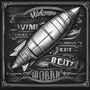 Create an illustration of a lengthy, torpedo-shaped bomb, depict...