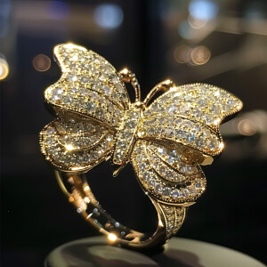 Exquisite butterfly ring adorned with shimmering diamonds