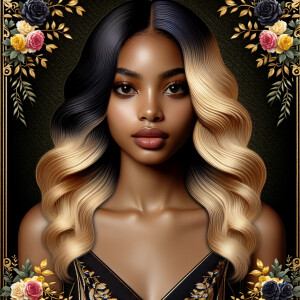 Create a vertical 3-D portrait of a light-skinned African-Americ...