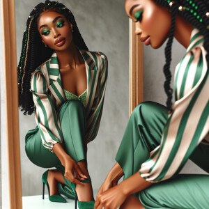 Picture a stunning LIGHT SKIN African-American woman with captiv...