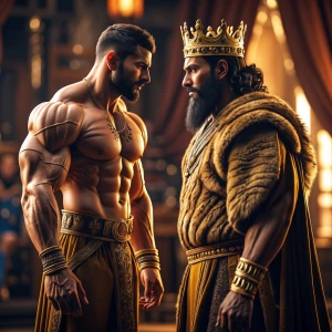 The muscular prince was bulging and fullyneikele in front of the...