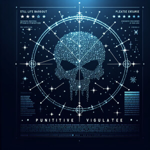 simple background, english text, punisher skull, made out of ast...