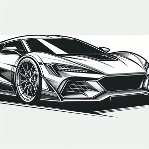 Line art overall silhouette of the 2020 camaro. The model has a...