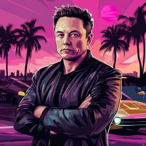 Elon Musk in GTA art style, , in the style of a Grand Theft Aut...