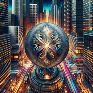 In the midst of a bustling cityscape, a mysterious scifi anomaly...