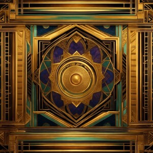 Design a sophisticated Art Deco border with intricate golden geo...
