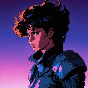 high drama, big shoulder pads, wild hair defying gravity, eyes t...