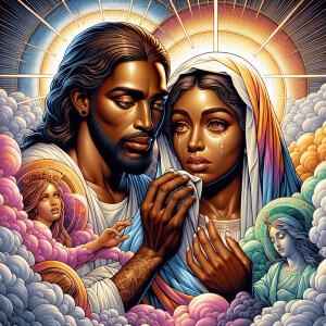 Ensure that the image distinctly represents both Jesus Christ an...